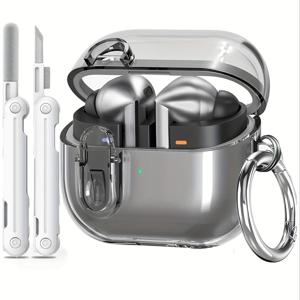 TEMU Galaxy Bud 3 Pro 케이스/청소 키트가 포함된 Buds3 커버와 호환 가능, 투명 TPU 갤럭시 버즈 프로 3 보호 커버