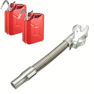 TEMU 자동차용 스테인리스 스틸 연료 라인, 오일 붓기용 유연한 긴 코 스틸 파이프 제리 캔 스프레이. 20리터 용량에 맞는 노즐이 있는 5갤런 제리 캔 금속 가스 캔.