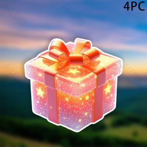 TEMU 4개 대형 7.5인치 선물 상자 별 모양 레드 카툰 비닐 데칼 - 변기 덮개 스티커, 자체 접착식 화장실 장식, 창의적인 플라스틱 변기 커버 벽 스티커, 욕실 인테리어 소품, 홈 데코