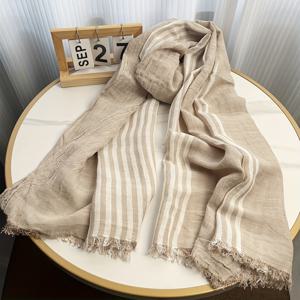 TEMU 1개 남성 스카프 - 다크 그레이 & 화이트 가로 줄무늬, 가벼운 통기성 포멀 & 데일리 넥 랩/숄, 우아한 선물, 캐주얼 액세서리, 그라데이션 디자인, 부드러운 소재, 야외용 숄, 스타일리시 액세서리, 편안한 원단, 다용도