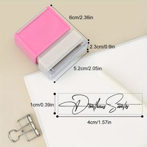 TEMU 맞춤형 손글씨 서명 도장, 개인화된 필기 서명 도장, 사무실 및 비즈니스용으로 적합한 문서 서명, 사각 핑크 간단 디자인