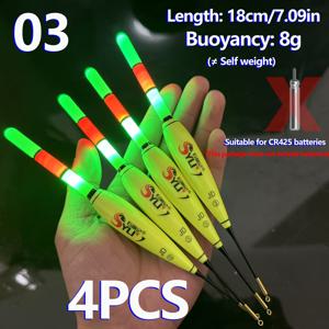 TEMU 4pcs Bite Float Night Fishing Floats - 네온 그린 & 레드, 높은 투명성, LED 라이트로 낮과 밤 낚시, 바다, 배, 연못 낚시에 이상적 (배터리 미포함), 낚시 플롯|네온 낚시 장비|폼 플롯, 배터리 없음
