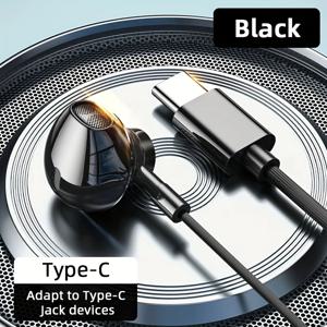 TEMU USB Type C 헤드폰 HiFi 베이스 스테레오 볼륨 조절 마이크 3.5mm 유선 이어버드 갤럭시 S24 S23 S22 S21 울트라 아이폰 15 프로 맥스용