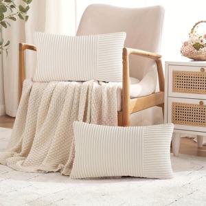 TEMU 2pcs 러스티 농가 코르도로우 스로우 베개 커버, 부드러운 패치워크 텍스처 디코 쿠션 커버, 12인치 * 20인치, 보호 스플리드 코지 모던 홈 루머 베개 커버, 소파, 소파, 침실, 농가 데코, 베개 삽입 없음