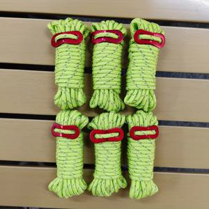 TEMU 6pcs 반사 캠핑 로프, 더블 아이 버클이 있는 내구성 있는 텐트 로프, 반사 텐트 로프, 텐트, 타르프, 천막에 매우 적합