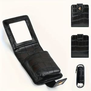 TEMU 1pc 레드 미니 립스틱 포 - 스타일리시하고 휴대 가능한 메이크업 오르간라이저, 거울, 여성용 컴팩트 여행용 화장품 가방, 터치업 및 일상 사용에 완벽, 미니 화장품 가방, 액세서리 보관, 퀼팅 텍스처, 금속 버튼 클로저|립스틱