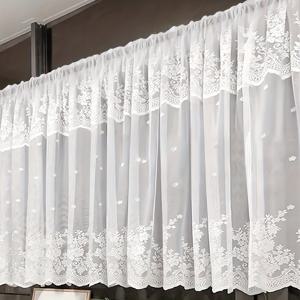TEMU 우아한 플로랄 레이스 커튼 (로드 포켓 포함) - 침실, 거실 및 주방용 100% 폴리에스터 반투명 빛 차단 창문 드레이프, 세탁기 사용 가능한 로맨틱 홈 데코, 클래식 레이스 디자인 | 정교한 레이스 패턴