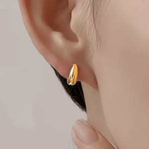 TEMU 저자극성 고품질 스테인리스 골든 스터드 귀걸이, 변색 방지, 편안하고 다용도, 심플하고 우아한 데일리 파티 여성 액세서리, 여성을 위한 세련된 선물