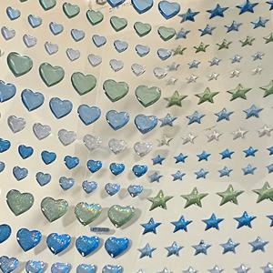 TEMU 1pc 스파크링 자체 접착 스티커, 하트 및 별 모양, 파스텔 핑크 & 블루 글리터 마감, 비닐 소재, DIY 공예 및 축제 장식에 이상적 (크리스마스, 할로윈, 추수 감사절, 부활절), 공예 용품 | 축제 데칼 | 비닐 스티커