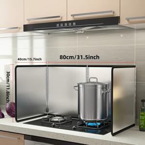 TEMU 1개 스테인리스 스틸 주방 튐 방지 덮개, 논스틱 표면 & 내열 디자인 - 힌지 도어 & 환기 시스템이 있는 튼튼한 스토브 보호대, 캠핑용, 싱크대 물튀김 방지, 싱크대물막이가드, 인덕션가림막, 렌지가드, 기름, 가스렌지덮개