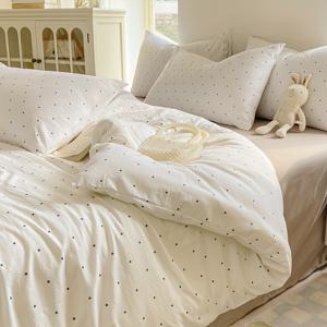 TEMU 3pcs 한국 스타일의 산뜻하고 심플한 이불 커버 세트 (이불 커버 1개 + 베갯잇 2개), AA 얼굴 디자인, 양면 사용 가능, 매력적인 , 편안함, 부드러움, 통기성 좋은 침구 장식, 발렌타인데이, 추수감사절 선물로 적합