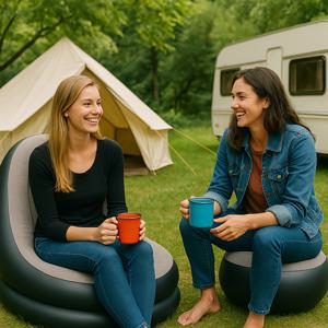TEMU 발받침이 있는 인플레이터블 소파, 홈 레이지 소파 베드, 아웃도어 캠핑 소파 베드, 야외 레저 성인용 라운지 체어, 방수 기능 (에어 펌프 미포함)|캠핑의자|이불|소파