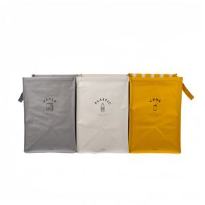 TEMU 삼단 분류 가방, 실내 수납, 잡화 분류, 쓰레기 분류, 더러운 옷 분류, 손잡이 포함, 재사용 가능, 양면 패턴 디자인