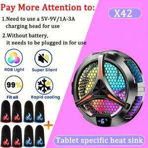 TEMU 2025년형 신형 제품은 반도체 칩이 장착된 마그네틱 태블릿 쿨러로 태블릿 게임 및 라이브 스트리밍을 위해 설계되었습니다. 배터리는 포함되어 있지 않으며 5V-9V/1A-3A 충전기 헤드와 호환됩니다.