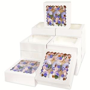 TEMU 30개 백화점 상자 9 x 9 x 2.5인치 케이크 상자 쿠키 상자 창문이 있는 파이, 쿠키, 과자, 스매시 하트, 딸기 및 머핀용