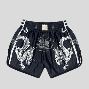 TEMU 남성 격투기 훈련 반바지 - 드래곤 그래픽이 있는 논스트레치 격투기 바지, 루즈핏 복싱 반바지 (복싱, 킥복싱, 격투기용) - 남성용 운동용 짐웨어, 복싱 장비, 킥복싱 의류, 기하학적 패턴, 내구성 좋은 원단|남자반바지|남성반바지