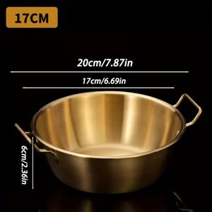 TEMU 1개 우아한 골드 스테인리스 스틸 듀얼 핸들 수프 볼 - 오븐 안전, 캠핑용 라면, 비빔밥 & 디저트 그릇, 내구성 있는 멀티유스 접시 (샐러드, , 딥, 피크닉 필수품), 현대 주방용품, 튼튼한 구조, 홈쿡을 위한 모던 , 고급스러운 서빙, 다용도 식품