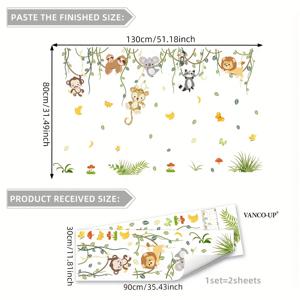 TEMU 두 개의 포도 가지 작은 동물 나비 떨어진 잎 벽 스티커 홈 장식 스티커 침실 거실 소파 현관 배경 장식