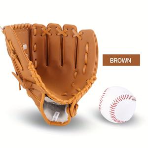 TEMU 2개 스포츠 야구 장갑 + 하드 야구, 야외용 두꺼운 PU 장갑, 청소년 및 성인용, 투수 배트 야구 장갑