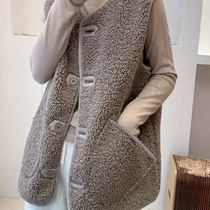 TEMU 여성용 민소매 V넥 가디건 코트 - 솔리드 컬러 겨울 자켓 포켓 포함, 사계절 레이어링용 블라우스, 드레스, 스커트, 팬츠에 어울리는 세탁기 사용 가능한 우아한 베스트|블라우스|여성원피스|나시원피스