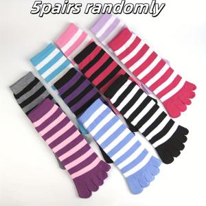 TEMU 랜덤 5켤레 여성용 발가락 양말, 사계절 땀 흡수 건강한 핑거리스 양말 - 출근, 캐주얼, 집에서 사용 및 야외 운동용