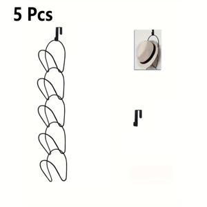 TEMU 5/10pcs 벽걸이 모자 랙 - 모자, 스카프 및 가방을 위한 공간 절약형 금속 보관, 드릴 없음 설치, 옷장 및 침실 정리에 이상적, 모자 걸이대
