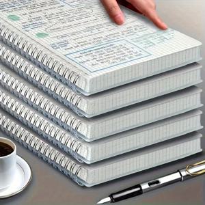 TEMU 1개 80매 160페이지 A5 스파이럴 격자 노트, 유연한 커버, 뚫린 페이지, 학생, 수학, 공학에 적합 - 흰색 종이, 학용품|스택형 노트|튼튼한 스파이럴 제본, 격자