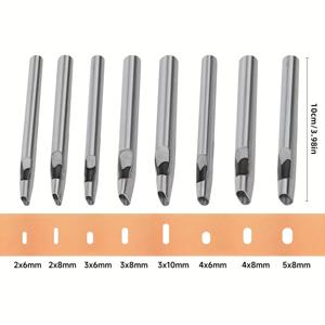 TEMU 8개 세트, 평평한 가죽 펀치 가죽 조각 칼, DIY 수제 가죽 도구, 수동 작동, 스틸 재질, 타원형 가죽 펀치, 예술, 공예, 수선 용품, 세밀한 사이즈 벨트 펀치에 적합