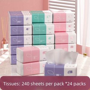 TEMU 24팩, 40팩 울트라 소프트 4겹 티슈, 두꺼운 휴대용 천연 목재 펄프 제작, 가정 및 여행용 경제적인 대량 팩