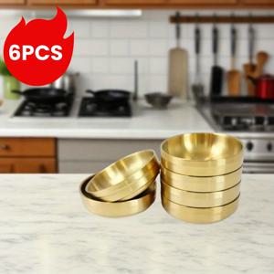 TEMU 6개 골든 스테인리스 스틸 조미료 접시 - 8.89cm 라운드 이중층 미니 소스 그릇, 내구성 있고 쉽게 청소할 수 있음, 스시 디핑 및 애피타이저에 완벽함, 가정용 주방 사용에 이상적, 스시 디핑 그릇 | 우아한 식기 | 내구성 있는 스테인리스 스틸, 조미료 홀더, 미니 그릇, 세련된 그릇, 고품질 그릇, 소스 접시, 주방 필수품, 파티 플래너