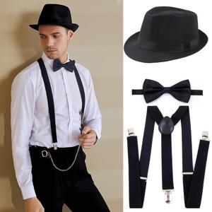 TEMU 3pcs 1920년대 남성 댄스 파티 크리스마스 할로윈 코스프레 의상 세트 - 블랙 보우 타이, 화이트 셔츠 & 블랙 바지 (골드 체인 포함), 테마 이벤트 복장|빈티지 의상|튼튼한 원단, Q, 할로윈 의상 남성, 남성 의상/할로윈 의상