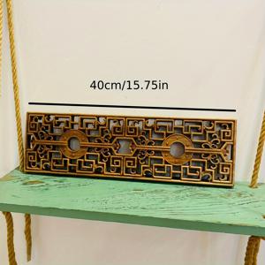 TEMU 회색 속이 빈 긴 스트립 나무 조각, 동양 나무 조각, 장식품, 나무 장식품, 나무 전시품, 창문 조각.