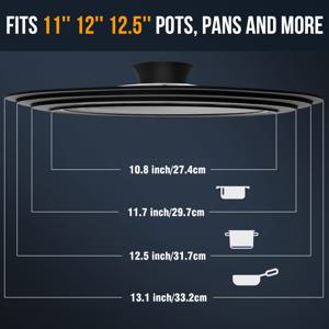 TEMU 타이샹인 (TAIXIANGYIN) 내열 실리콘 에지 강화유리 뚜껑 - 7/8/9/10/11/12인치 냄비, 팬 & 프라이팬용 - 깨지지 않는 유리식기 커버, 균일한 열분포, 인덕션 스토브 사용 가능, 긁힘 방지(핏) - 내구성 있는 실리콘 소재, 다양한 조리기구에 안전하게 고정되며 세척이 쉬운 스타일리시한 주방 업그레이드