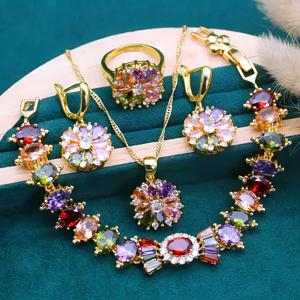 TEMU 5개 - 스타일리시하고 생생한 합성 큐빅 지르코니아 주얼리 컬렉션, 팔찌, 귀걸이, 펜던트 목걸이, 조절 가능한 반지 포함 - 여성용 레트로 디자인, 결혼식, 파티, 크리스마스 선물로 이상적|링귀걸이