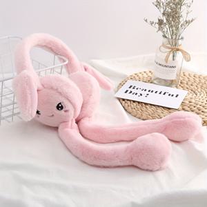 TEMU 1pc 귀여운 토끼 겨울 따뜻한 귀 모자, 스트레치 폴리에스터 귀 커버, 재사용 가능한 편안한 귀 보호, 야외 추운 날씨에 적합