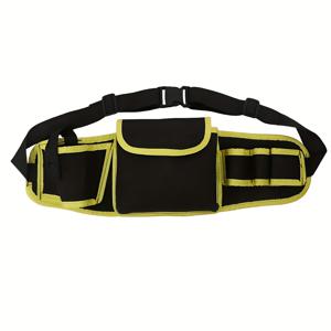 TEMU 1개 대용량 헤비듀티 공구 벨트 팩 - 조절 가능한 허리 하네스 포함, 전기공, 목수, 기술자용 두꺼운 내구성 벨트 - 다중 수납공간 공구 보관 벨트 (노란색, 손세탁/드라이클리닝 가능 원단)