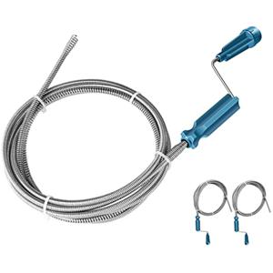 TEMU 유연한 파이프 청소 샤프트 5.5mm x 102.36인치 - 청소 후크가 있는 나선형 배수구, 탄소강, 중간 경도, 충전되지 않음, 배터리 필요 없음, 욕실, 주방 및 바닥 배수구에 이상적, 욕실 배수구 클리너|나선형 디자인|내구성 있는 구조, 배수구 클리너