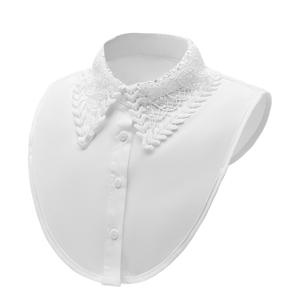 TEMU 1개 여성용 쉬폰 하프 칼라 패션 자수 레이스 트림 페이크 칼라 | 다용도 및 다기능 넥라인, 세탁기 사용 가능 또는 드라이 크리닝