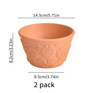 TEMU 2개 세트 테라코타 화분 + 받침대, 다육식물·선인장·허브용 통기성 클레이 플랜터, 대형 실내외 식물화분, 야외용 큰 화분, 실내용 작은 화분, 키가 큰 야외용 화분