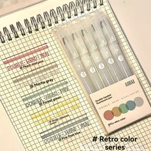 TEMU 5-팩 듀얼팁, 투톤 하이라이터 - 2-in-1 형광펜 (각진 끝) / 이중용도 마커: 일상적인 표시와 드로잉에 최적화된 수정성 플라스틱 소재. 학생용품 & 선물로 적합한 공부도구/필수품; 오래가는 잉크, 매끄러운 흐름