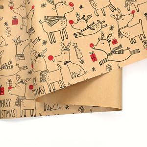 TEMU 1롤 크리스마스 포장지 - 17인치 * 118인치 - 크리스마스 선물 상자 생일 파티 장식용 포장지 - 귀여운 사슴 디자인, 메리 크리스마스