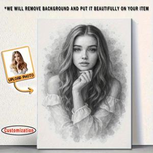 TEMU 2D 플랫, 맞춤형 사진 캔버스 포스터 - 감싸는 캔버스 프레임의 개인화된 흑백 초상화 - 모던/클래식 단색 벽 예술 - 할로윈, 크리스마스, 결혼식, 생일을 위한 맞춤 선물 - 커플, 가족, 애완동물을 위한 홈 데코 - 걸기 쉬운 캔버스 그림, 걸 준비 완료된 캔버스 벽 아트, 애완 동물 초상화, 클래식 디자인, 내구성 있는 작품