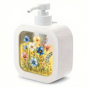 TEMU 1개 수동 펌프 디스펜서 병 + 휴대용 케이스 - 여행용 액체 디스펜서, 핸드크림, 비누용 - 우아한 플로럴 디자인 내구성 플라스틱 펌프 - 위생, 욕실 및 여행용 액세서리