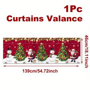 TEMU 1개 산타 눈사람 크리스마스 발란스 커튼 - 139x46cm 폴리에스터 커튼, 축제적인 눈꽃 & 산타 디자인, 세탁기 사용 가능, 쉬운 걸이용 로드 포켓, 거실, 침실, 욕실, 겨울 파티 장식, 크리스마스 장식, 거실용 발란스 커튼, 거실 커튼, 창문 발란스 커튼, 거실용 커튼