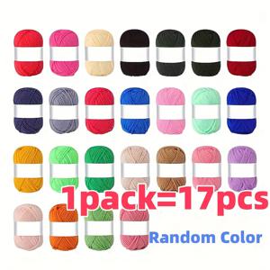 TEMU 17개입 부드러운 땋은 털실 세트, 멀티 컬러 매칭, 총 425G, 코바늘 스카프, 모자, 털실, 손뜨개 스웨터 털실 제작에 적합