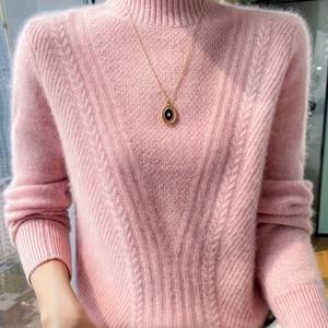 TEMU 여성용 우아한 하프 하이넥 스웨터 - 부드러운 긴팔 겨울 스웨터, 시크한 오피스룩부터 파티룩까지, 일상 및 공식 행사에 적합한 포근한 가을/겨울 상의|블라우스|여성의류