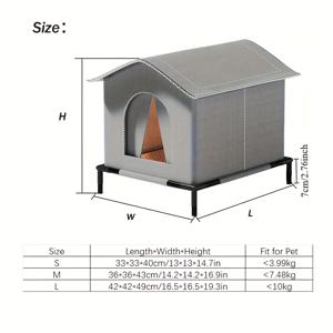 TEMU 올웨더 고양이 하우스 열 패드 포함 - 헤비듀티 옥스포드 원단 & 포일 라이닝 겨울 쉼터, 넓은 야외 애완동물 캐빈, 쉬운 조립, 고양이, 개, 토끼용 - 실내/외 사용 가능, 다양한 사이즈 - 집, 파티오, 여행에 이상적