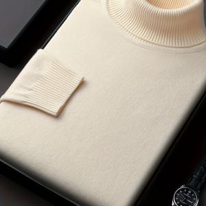 TEMU 남성용 겨울 따뜻한 두꺼운 니트 스웨터 - 베이지 하이넥 터틀넥 풀오버, 헤비웨이트 스트레치 솔리드 컬러 캐주얼 & 포멀 웨어, 레귤러 핏 긴팔 코트 재킷 (칼라 딜레마 없음)