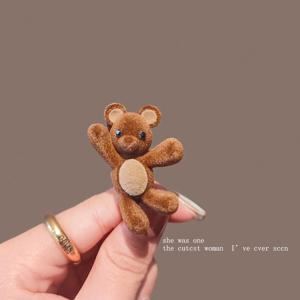 TEMU 1개 귀여운 헤어 클립 - 플러시 앞머리 & 헤어용, 표정 있는 눈과 하트 얼굴, 부드러운 갈색 테디 스타일 헤어 클립, 땋은 머리, 포니테일, 겨울 파티 의상, 생일 선물용 ( & s)