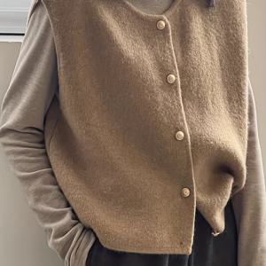 TEMU 여성용 사계절 민소매 한국 스타일 조끼 - 회색/녹색/검정/네이비 블루 - 슬림핏 칼라 & 골드톤 싱글 브레스트 버튼 프론트 - 블라우스, 드레스, 청바지용 캐주얼 재킷 (세탁기 사용 가능)|나시원피스|민소매원피스|민소매